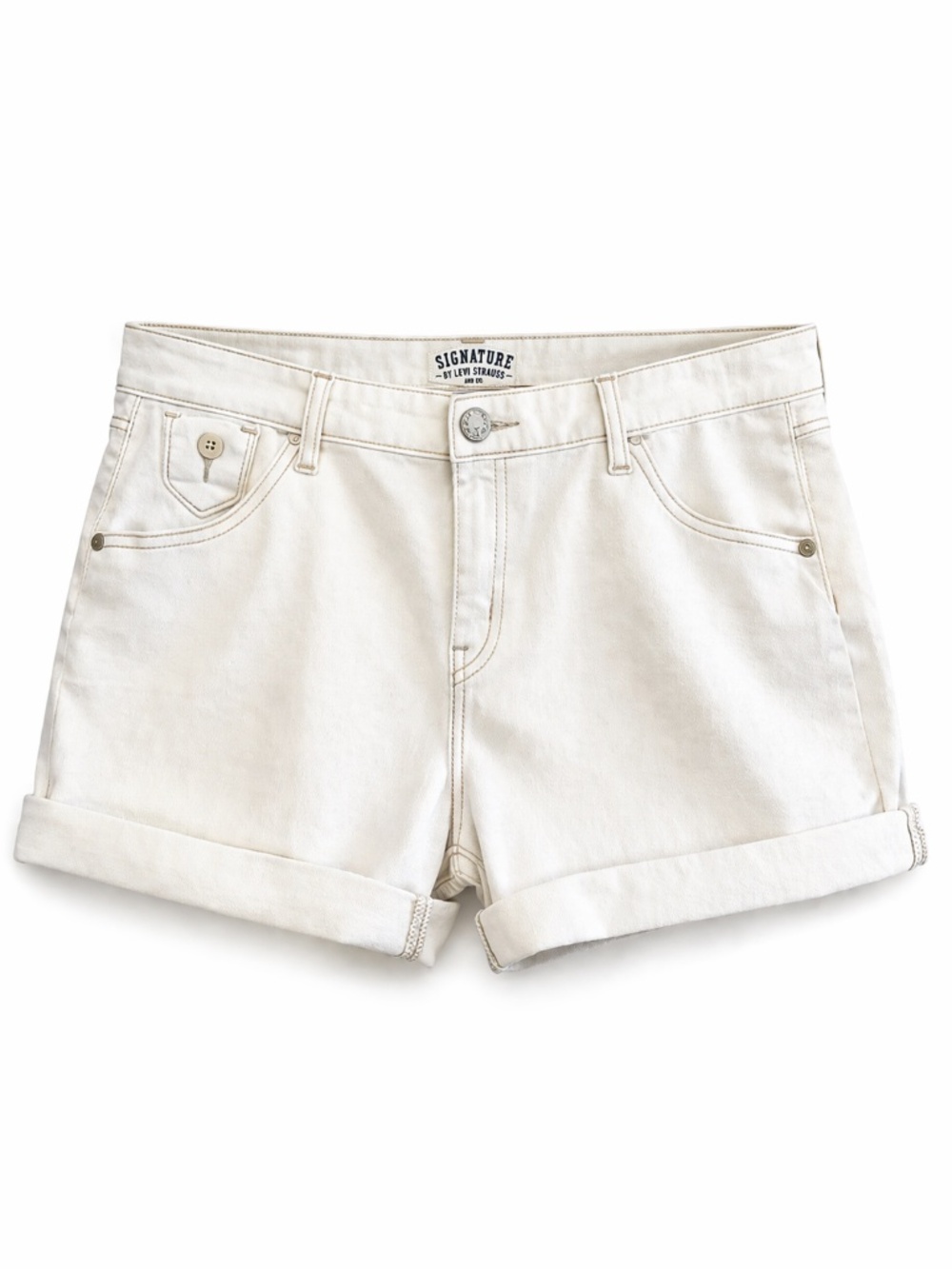 Signature by Levi Strauss White Cuffed Denim Shorts – Plus Size 16 GUC